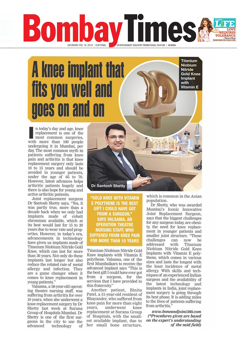 First Joint Replacement Surgeon in India to Implant Smallest Size Opulent Gold Knee Femur